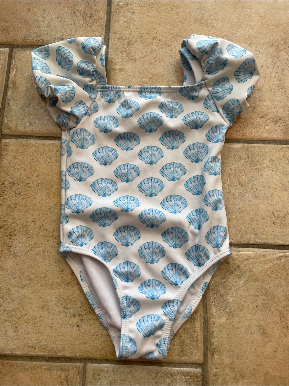 Habitual White One-Piece with Blue Seashell Print